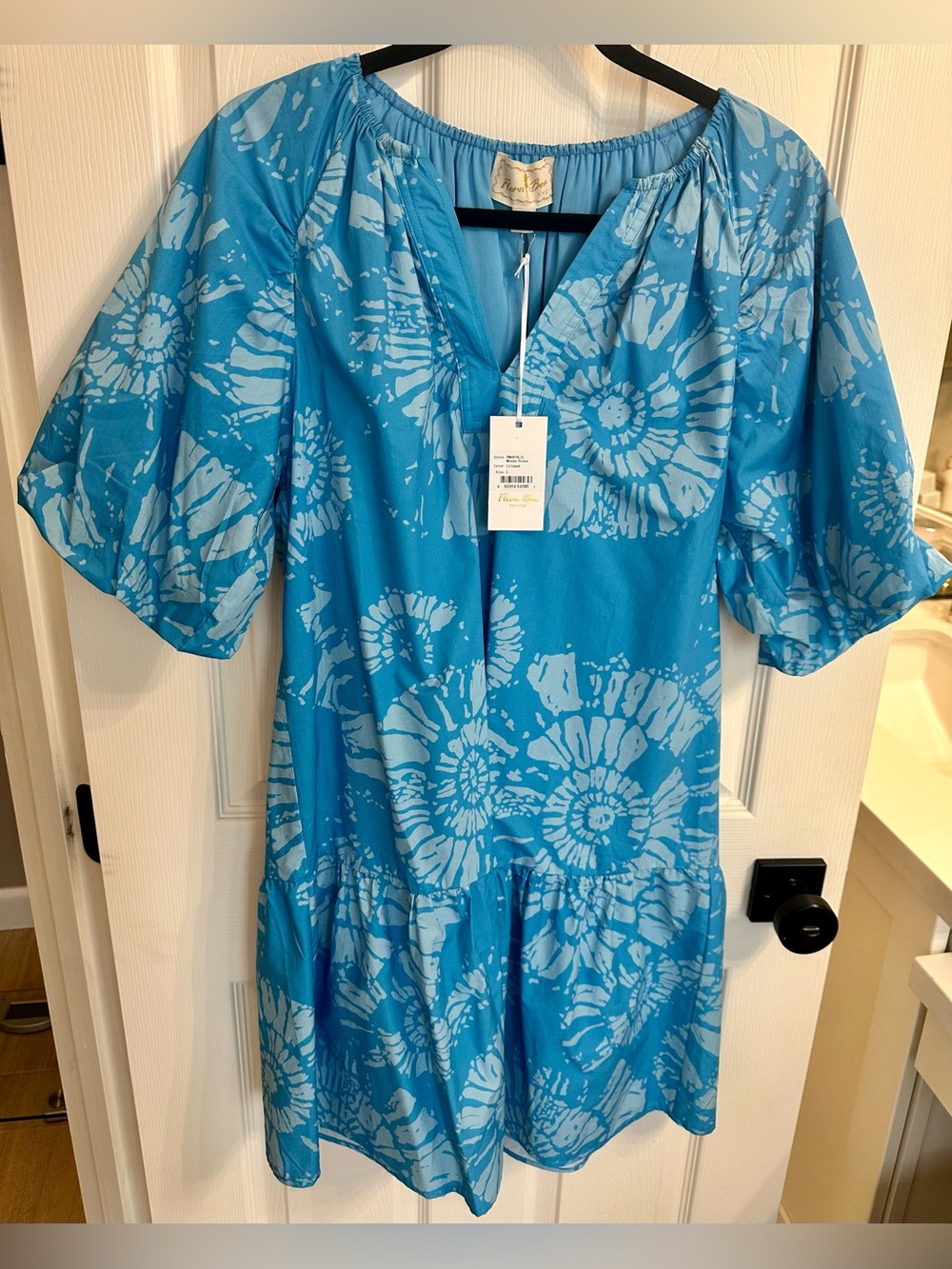 Flora Bea Meena Lilypad Dress in Blue Size L $205